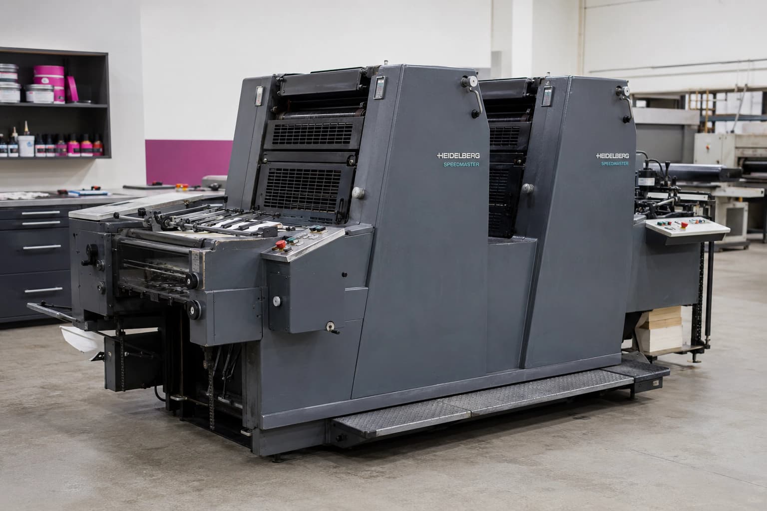 Máquina offset Heidelberg Speedmaster SM 52 de dos cuerpos, imagen ilustrativa
